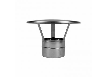 ENKELWANDIG RVS ROOKKANAAL, EENVOUDIGE REGENKAP Ø350MM