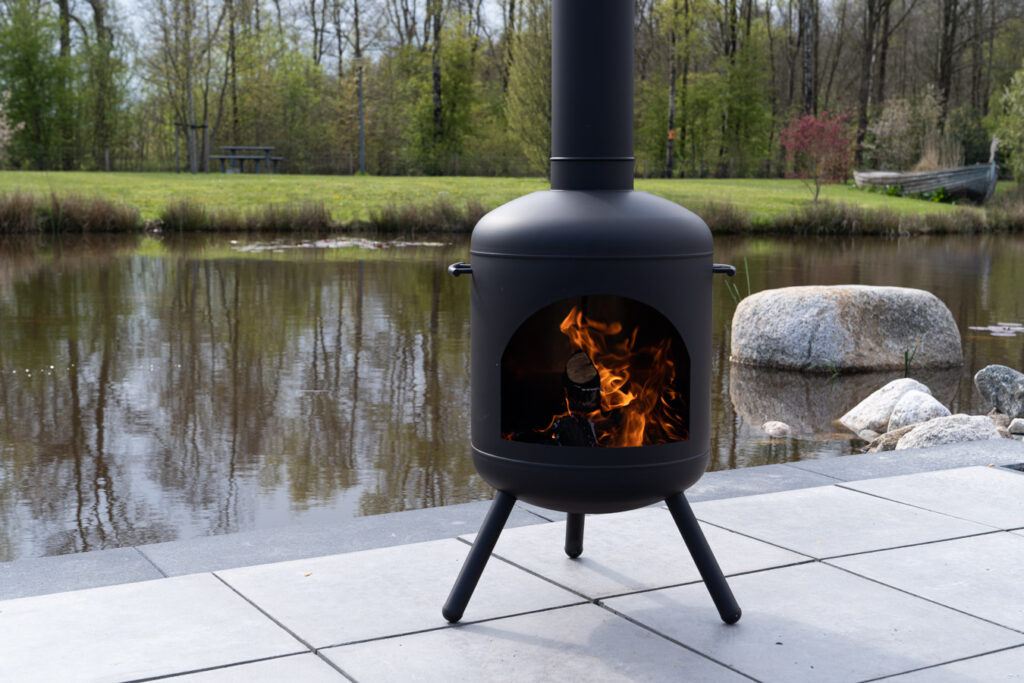 Varme: RVS ZWART Tuinhaard, terrashaard (incl. 1,5M. rookkanaal)