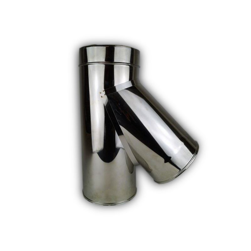 Dubbelwandig rookkanaal RVS, T-stuk 135° graden, diameter Ø120-170