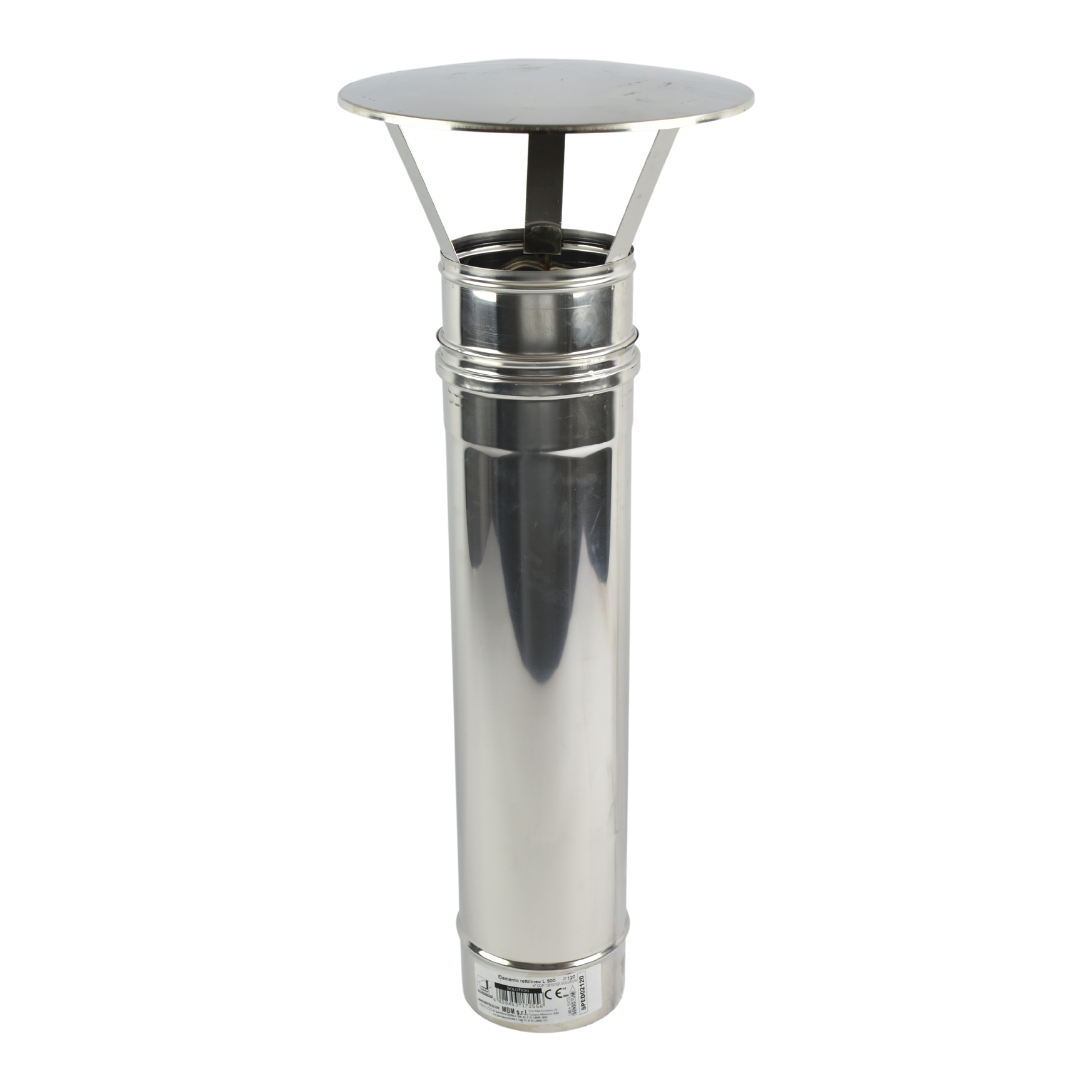 Compleet RVS set Ø140mm voor pizzaoven of buitenkachel (1 Mt. + regenkap)