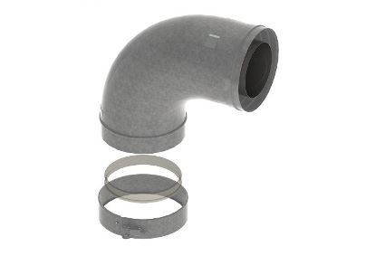 Dru concentrische bocht galva-RVS Ø150/100 90°, glad