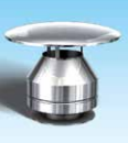 Dubbelwandig rookkanaal RVS met flensaansluiting, diameter Ø150-200mm, regenkap