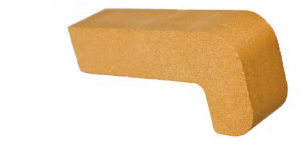 Vuurvaste steen 1200° 220x100x40mm GEEL (hoeksteen)