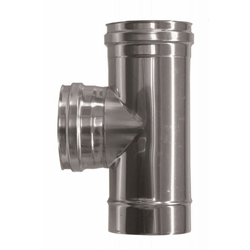 Enkelwandig rookkanaal RVS, T-Stuk 90°, diameter Ø300 vrouwelijk