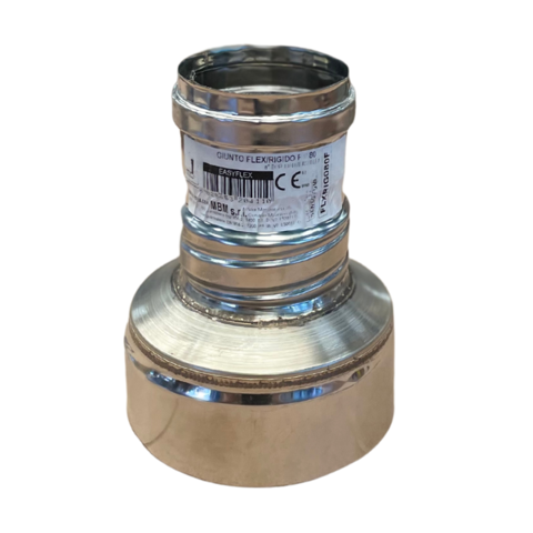 Geïsoleerd flexibel rookkanaal, diameter Ø130-185 aansluitstuk vrouwelijk