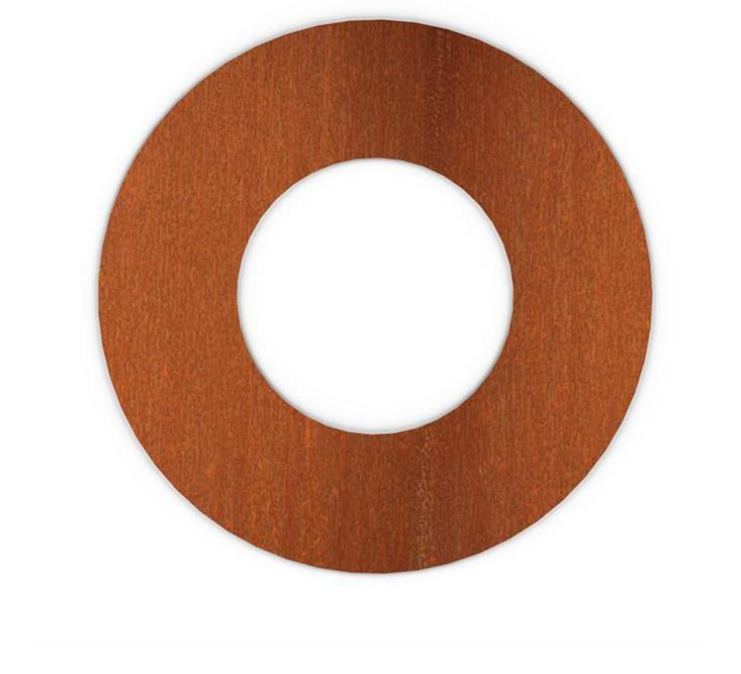 Kachelpijp Cortenstaal, diameter Ø180, rozet met rand 50 mm