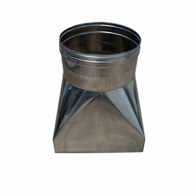 Rookkanaal RVS verloop vierkant 219-219mm - rond Ø200mm