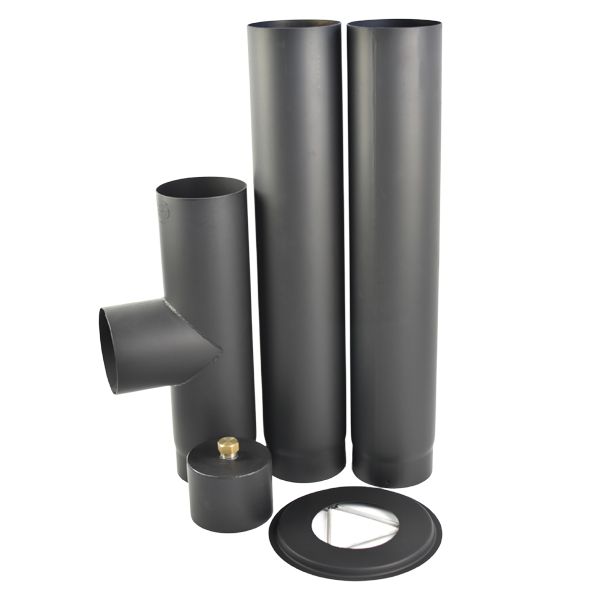 Aansluit kit houtkachel met achter aansluiting 125mm