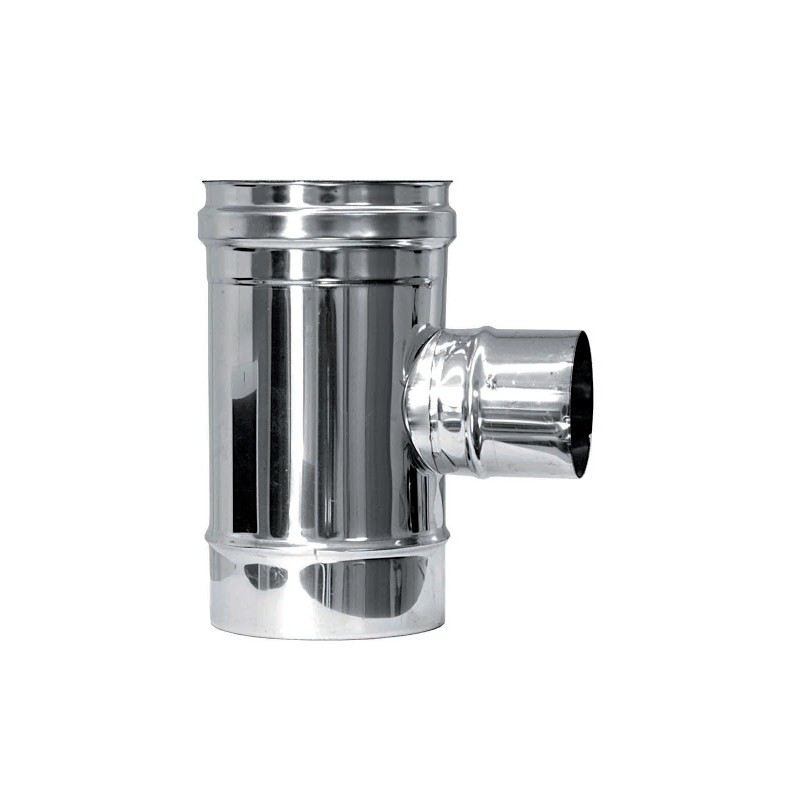 Enkelwandig RVS T-stuk Ø250mm, zijuitgang Ø80mm (mannelijk of vrouwelijk)