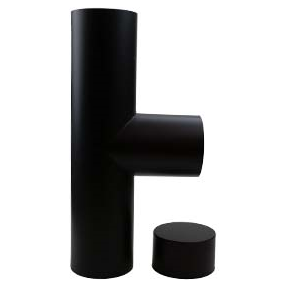 Kachelpijp zwart RVS Premium Ø125mm T-stuk + Deksel