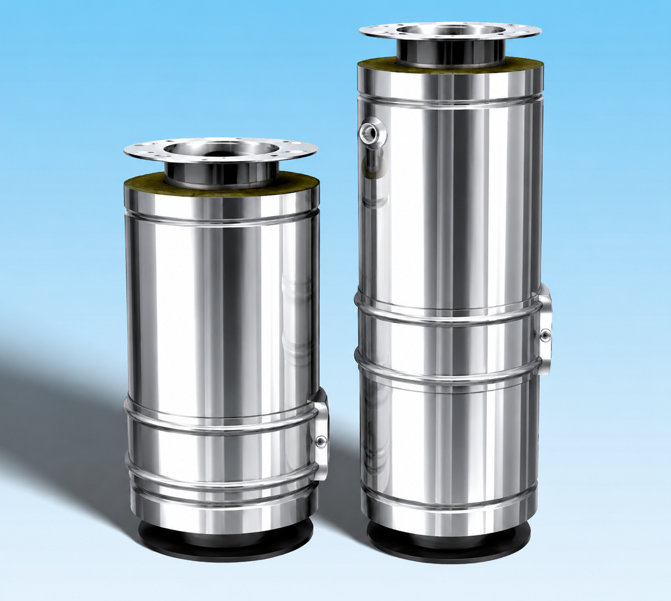 Dubbelwandig rookkanaal RVS met flensaansluiting, diameter Ø250-300, paspijp (400-580mm)
