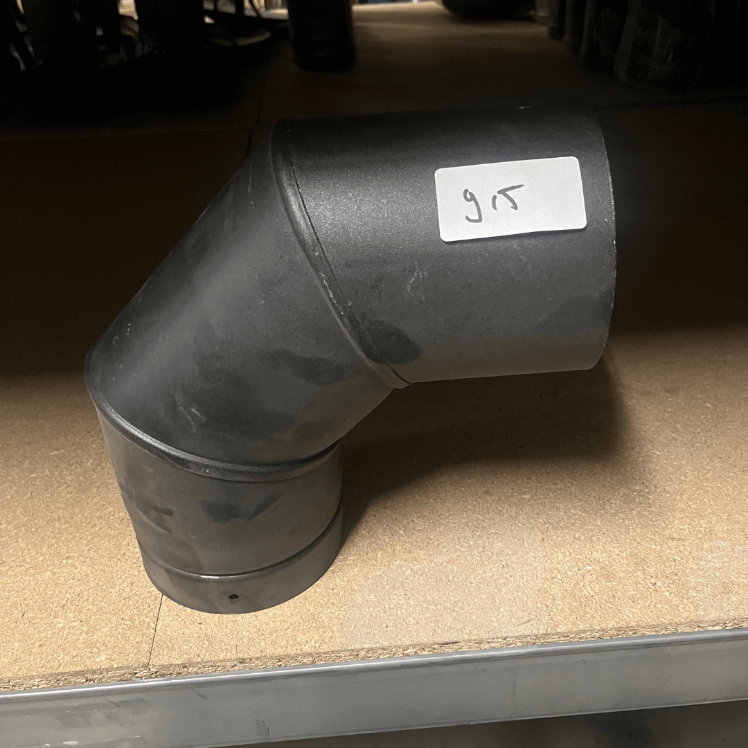 Geëmailleerd staal ø140mm 90° bocht.