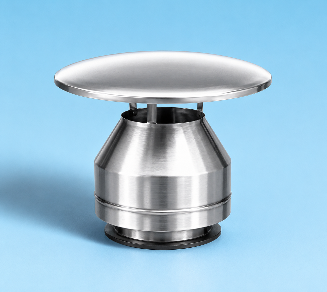 Dubbelwandig rookkanaal RVS met flensaansluiting, diameter Ø180-230mm, regenkap
