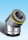Dubbelwandig rookkanaal RVS met flensaansluiting, diameter Ø250-300mm, 45° bocht