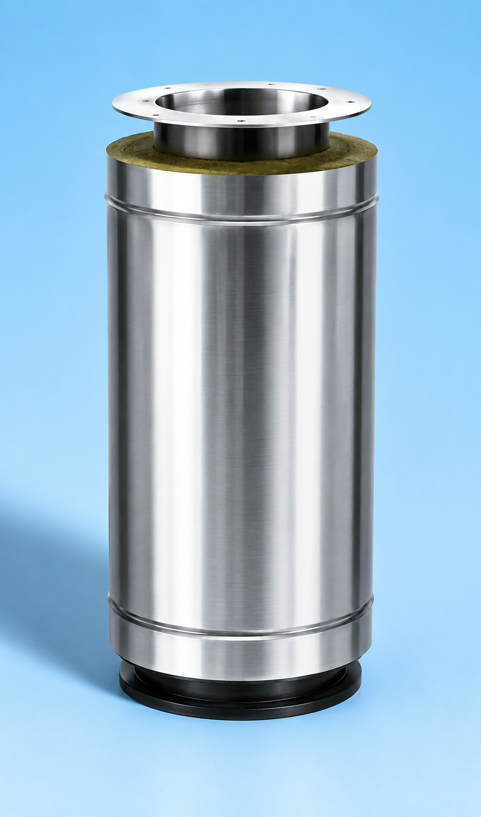 Dubbelwandig rookkanaal RVS met flensaansluiting, diameter Ø200-250, 500mm pijp