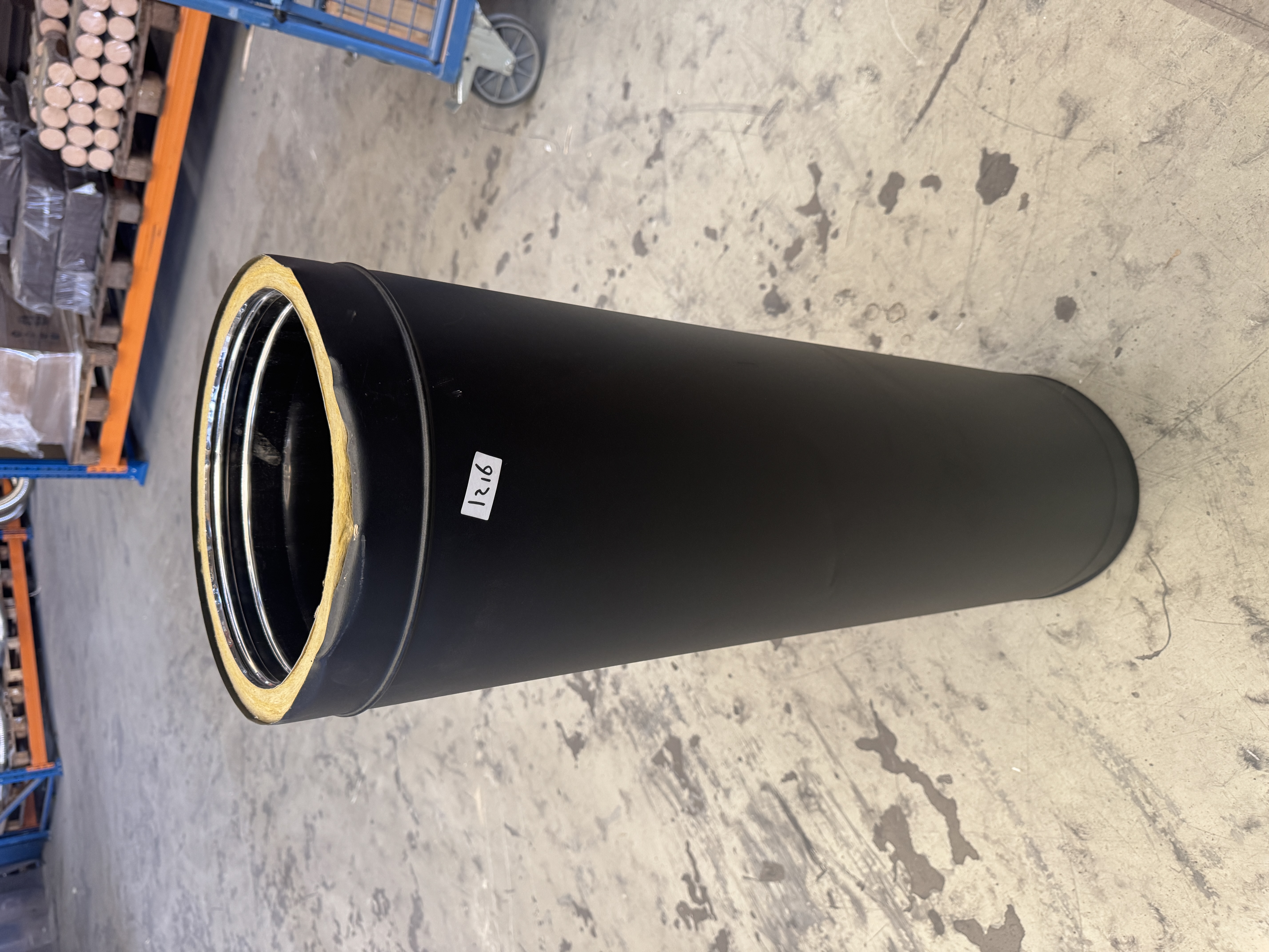 Outlet dubbelwandig zwart ø300/350 1000mm pijp