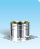 Dubbelwandig rookkanaal RVS, beginelement met condensafvoer en ondersteuningsplaat, diameter Ø80/130