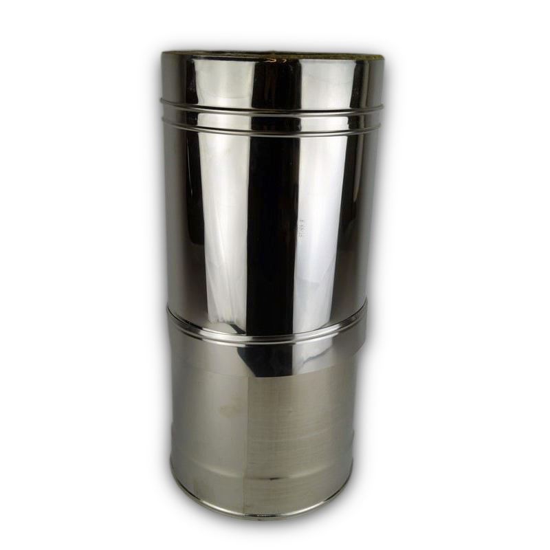 Dubbelwandig rookkanaal RVS, diameter Ø80-130, (400-580mm) paspijp