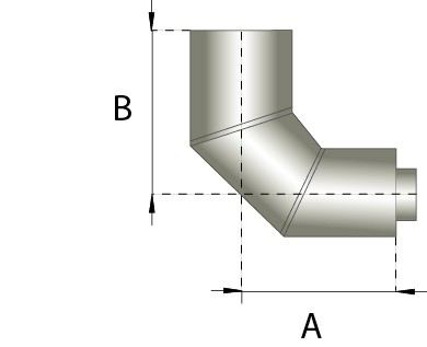 Kachelbuis bocht 45° 125mm EW rvs | Heating World Kachelbuis bocht 45° 125mm EW rvs | Heating World