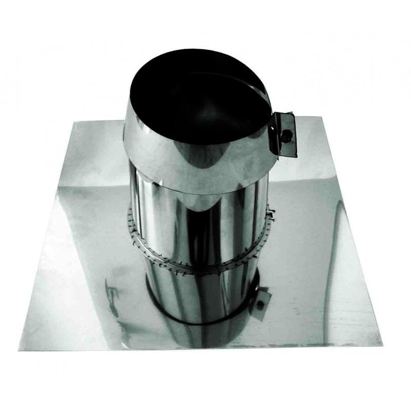 Rookkanaal RVS, 0°-5° dakdoorvoer/dakplaat plat, diameter Ø400mm