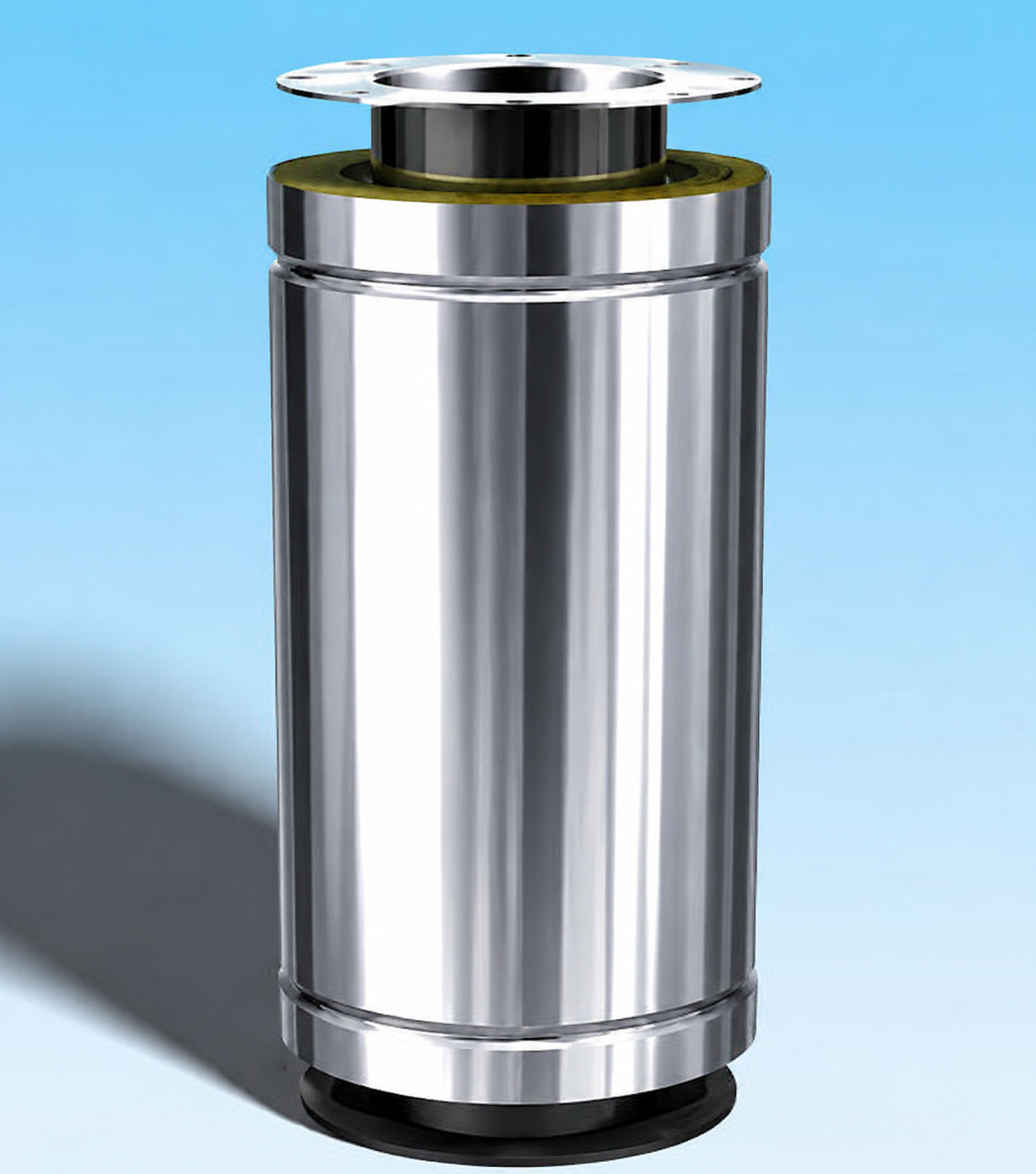 Dubbelwandig rookkanaal RVS met flensaansluiting, diameter Ø250-300, 500mm pijp