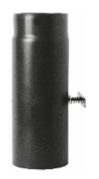 Kachelpijp zwart geëmailleerd staal met smoorklep, 250mm pijp, diameter Ø150