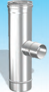 Concentrisch rookkanaal RVS, diameter Ø130-200, T-stuk 90° met lucht zijuitgang