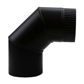Kachelpijp zwart RVS Premium Ø130mm 90 graden bocht