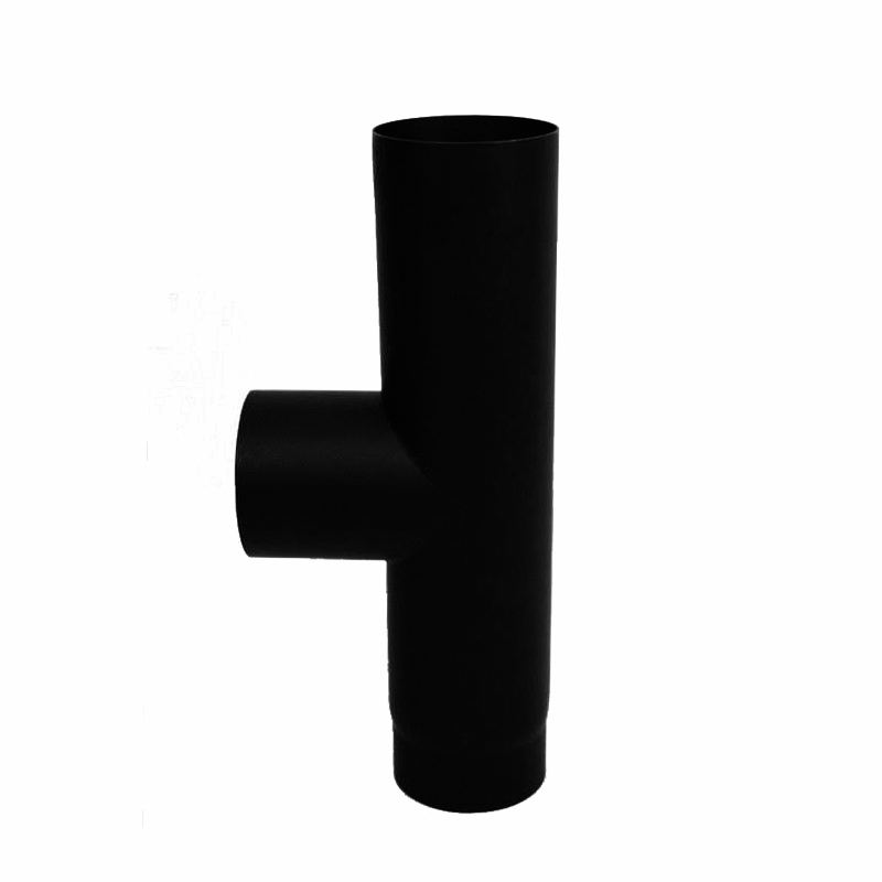 Kachelpijp dikwandig staal, diameter Ø200, T-stuk met condensdop