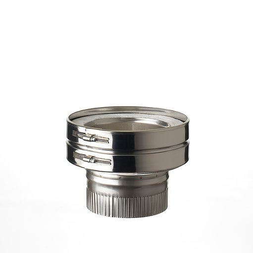 ISODUCT DUBBELWANDIG ROOKKANAAL RVS, DIAMETER Ø250-320 AANSLUITSTUK DUBBELWANDIG - ENKELWANDIG (MANNELIJK)