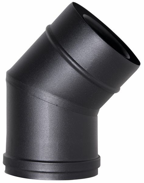 Concentrisch rookkanaal zwart RVS, 45° bocht, diameter Ø80-130mm