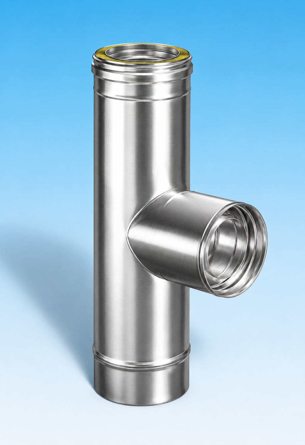 Concentrisch rookkanaal RVS, diameter Ø130-200, T-stuk 90°