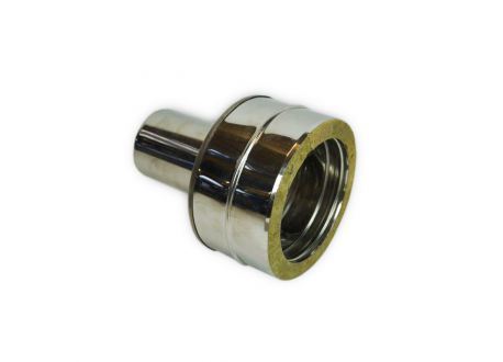 Dubbelwandig rookkanaal rvs, verloopstuk dubbelwandig - enkelwandig, diameter ø140-190.