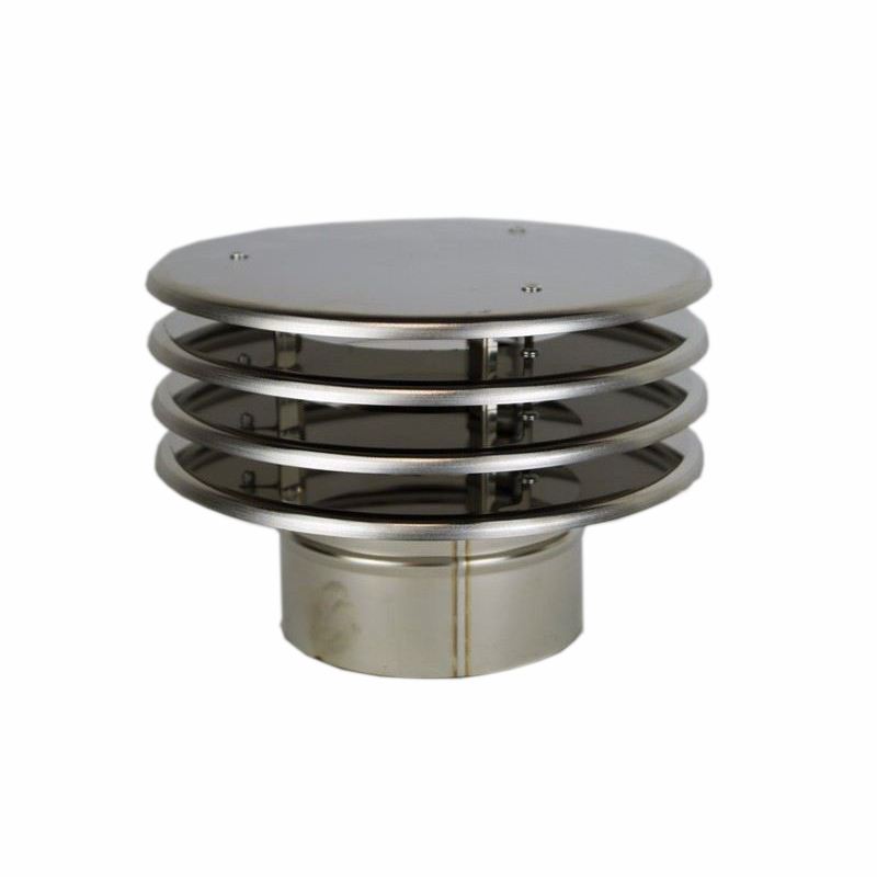 Enkelwandig rookkanaal RVS, trekkende regenkap lamelle, diameter Ø130