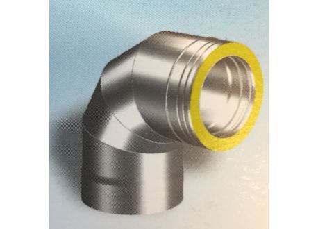 Dubbelwandig rookkanaal rvs, bocht 90° graden 4-segment, diameter ø600-650