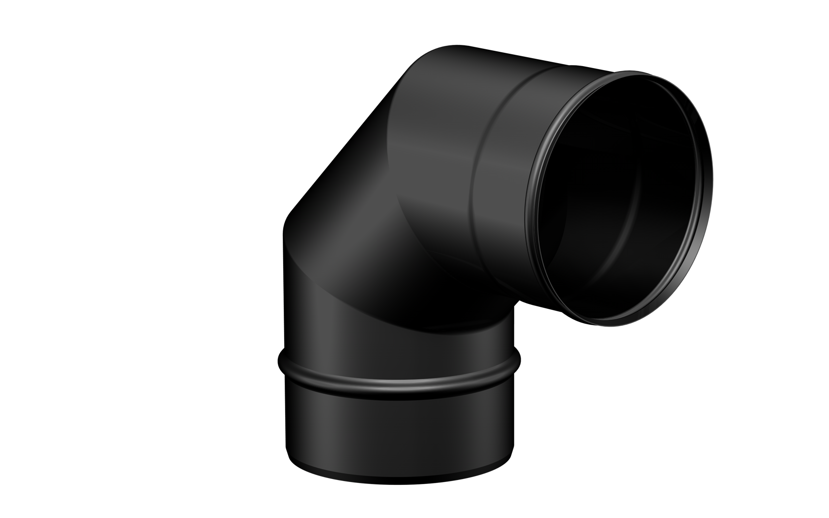 Pelletkachel rookkanaal zwart RVS, Ø80mm premium line, 90° bocht