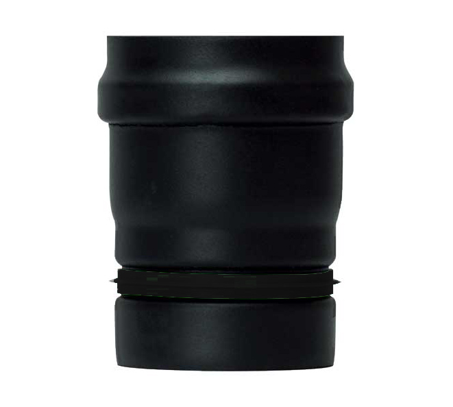 Adapter Zwart Staal Ø80 mm – Mannelijk naar vrouwelijk