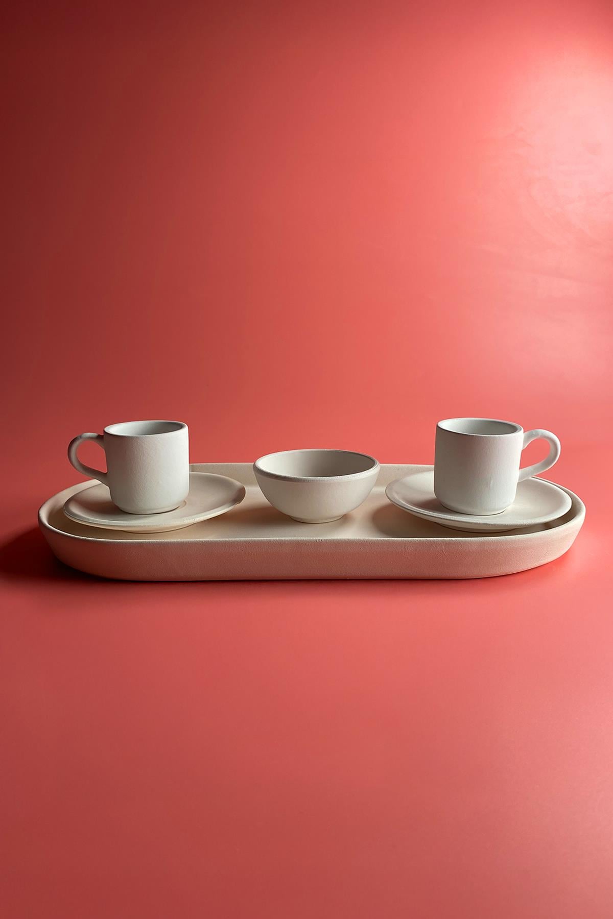 Classic koffiekop set van biscuit aardewerk - 53ml