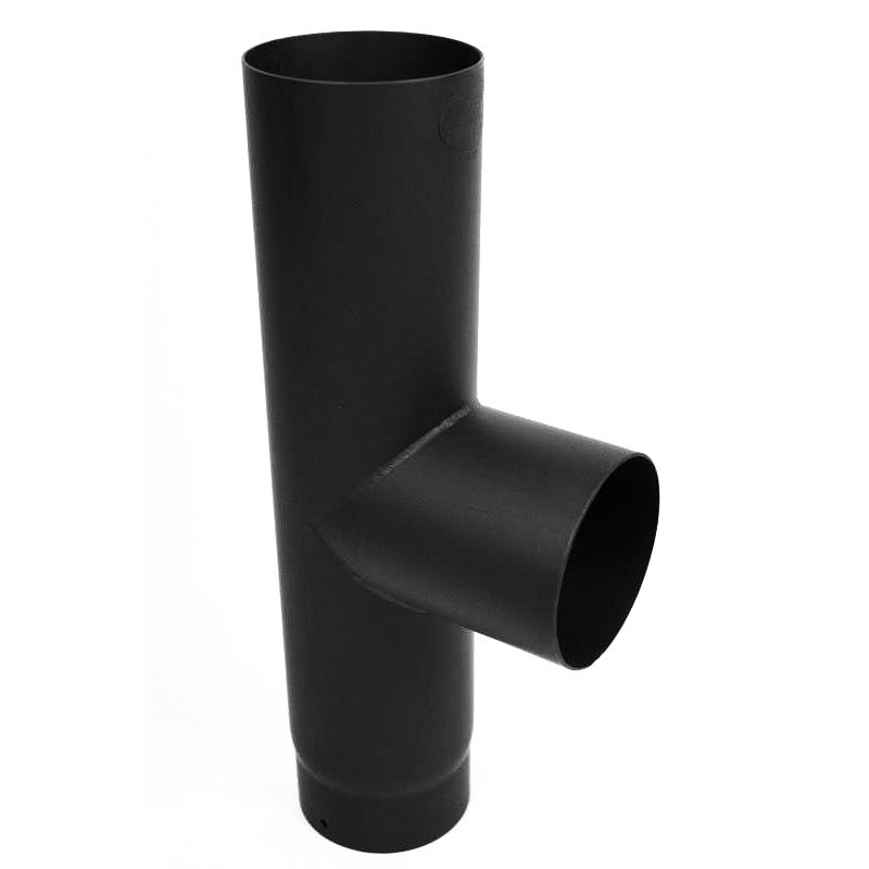 Kachelpijp dikwandig staal, diameter Ø100, T-stuk met condens dop