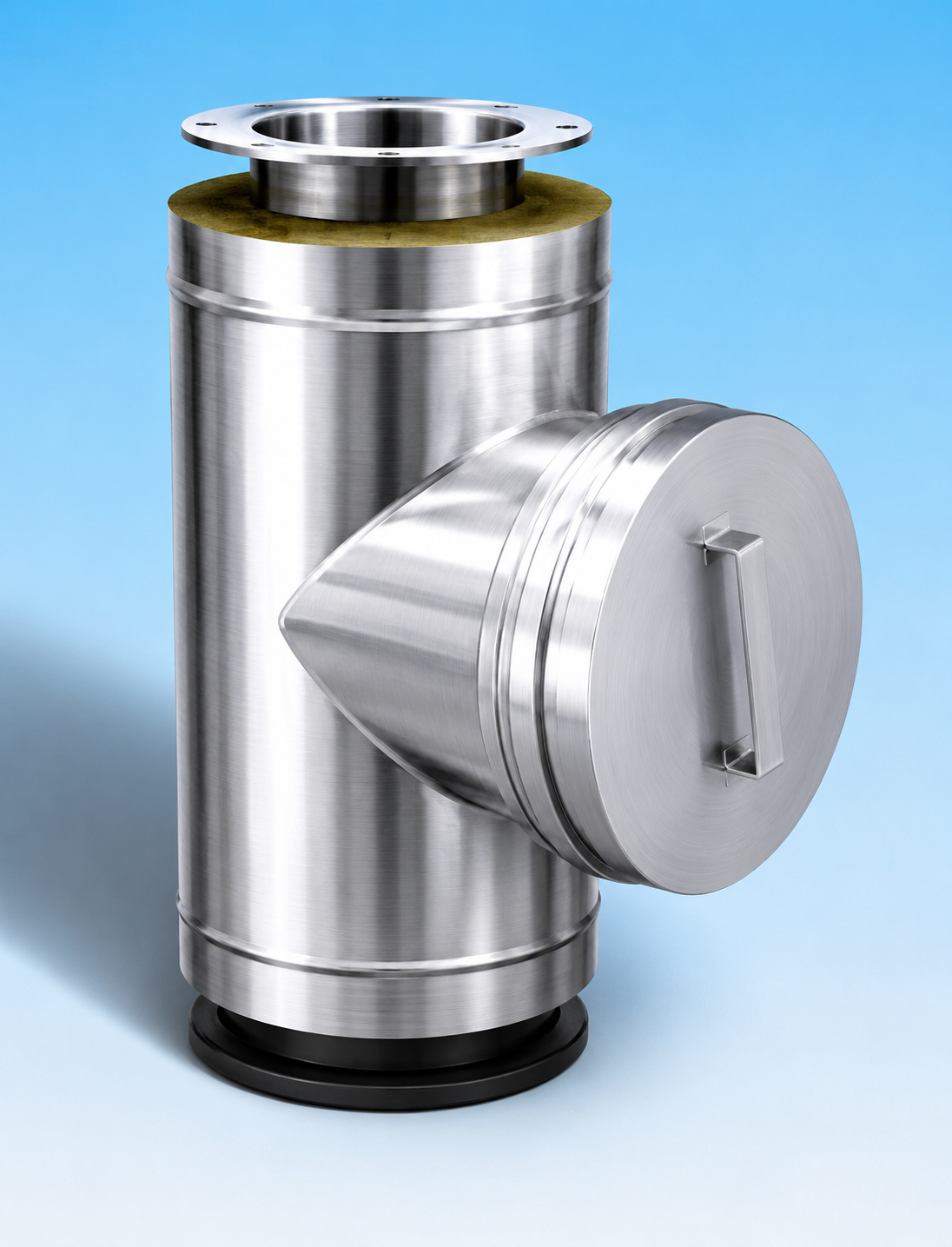 DUBBELWANDIG ROOKKANAAL RVS MET FLENSAANSLUITING, DIAMETER Ø150-200MM, element met rook controle