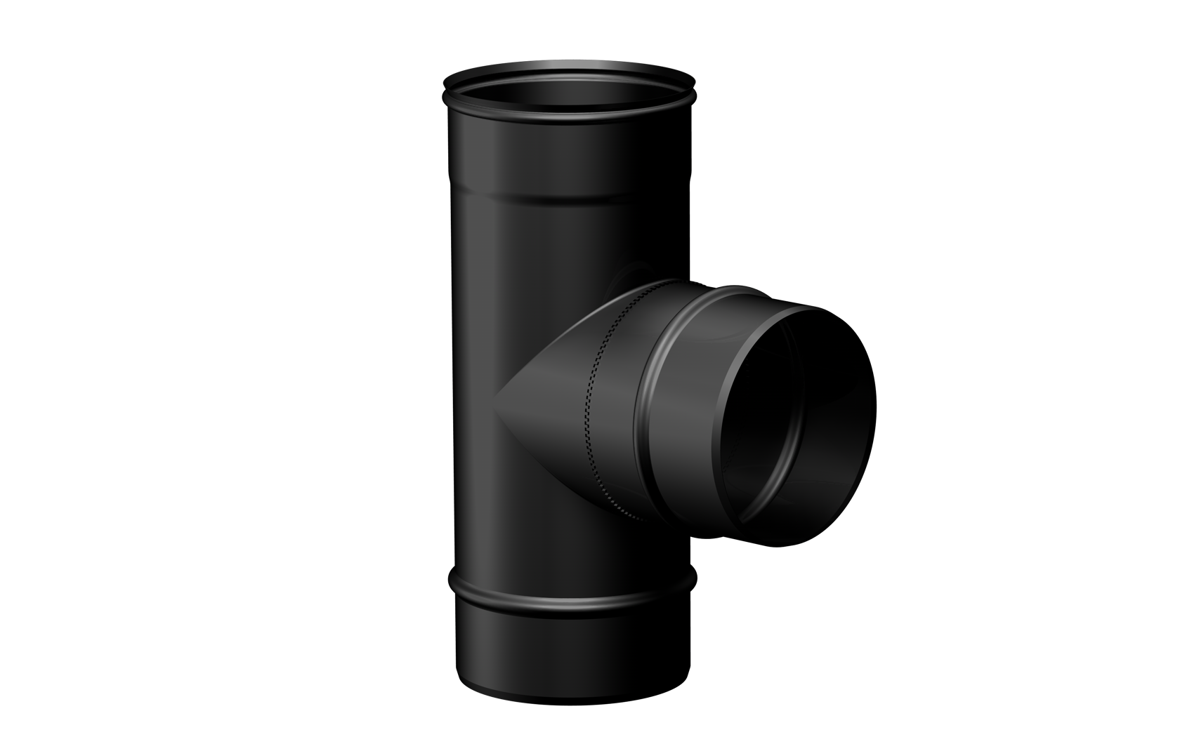 Pelletkachel rookkanaal zwart RVS, Ø100mm premium line, T-stuk 90° vrouwelijk