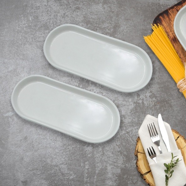 Ovaal serveerbord van biscuit steengoed - 20,5 x 9 cm Gastro