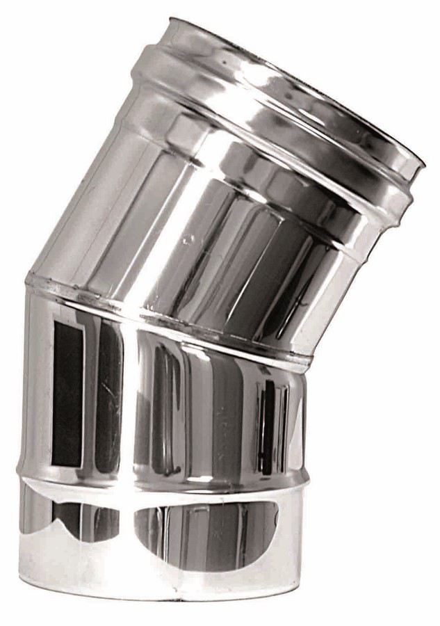 Enkelwandig rookkanaal RVS, bocht 30° graden, diameter Ø150