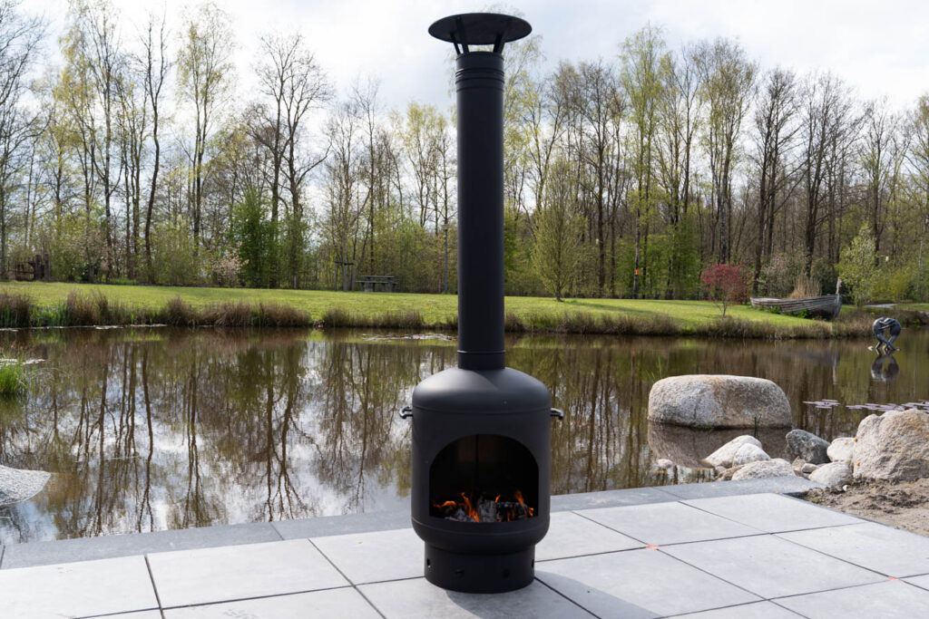 Varme Zwart: RVS Tuinhaard, terrashaard (incl. 1,5M. rookkanaal)