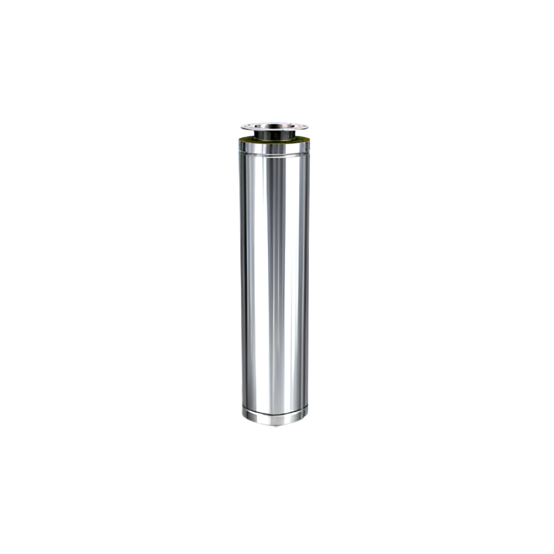 Dubbelwandig rookkanaal RVS met flensaansluiting, diameter Ø180-230, 1000mm pijp