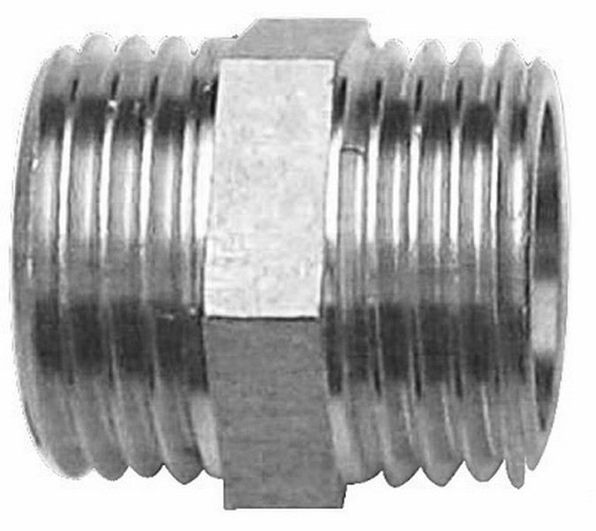 Messing dubbele nippel, vernikkeld, 1” duims