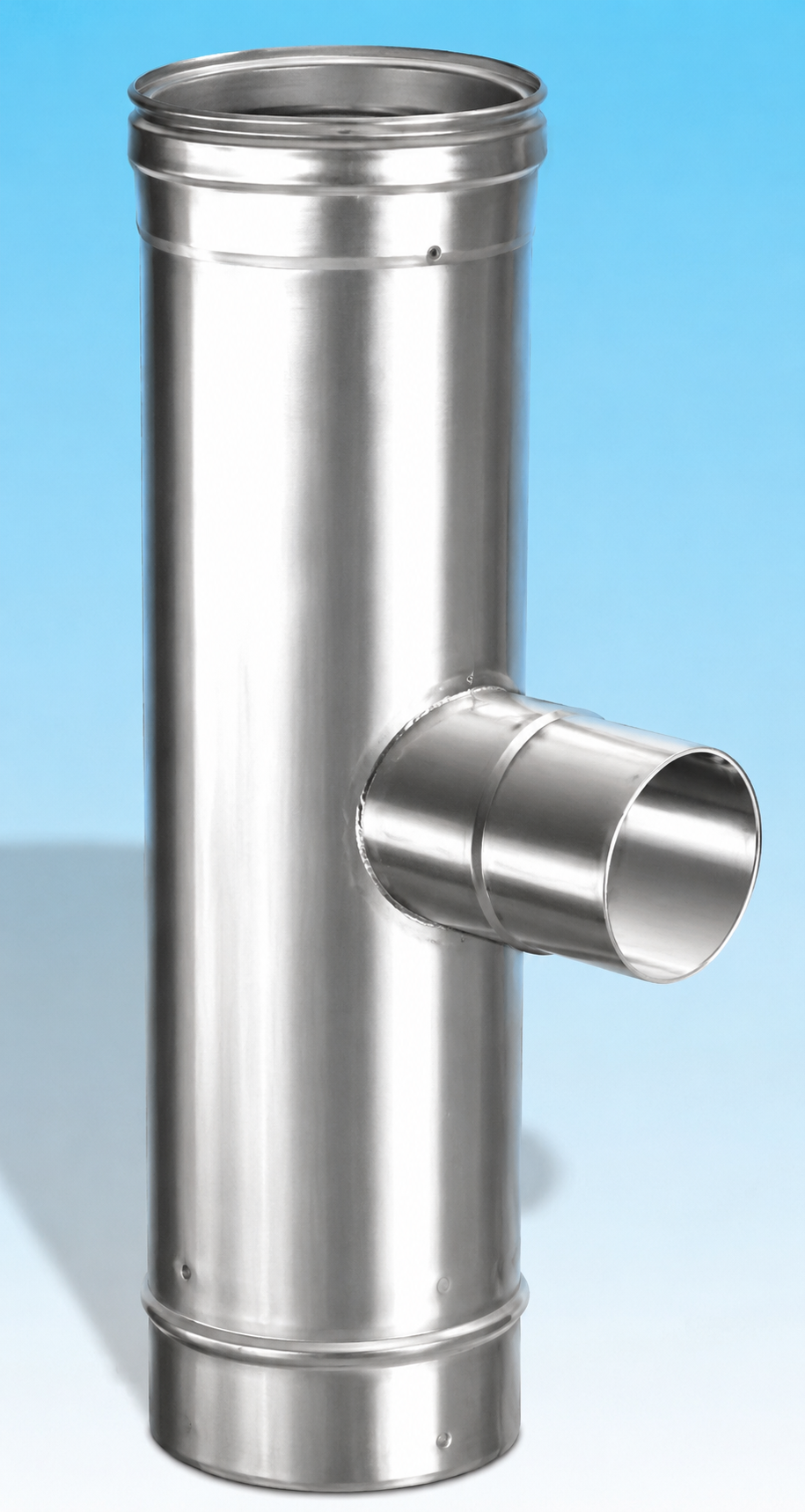 Concentrisch rookkanaal RVS, diameter Ø130-200, T-stuk 90° met lucht zijuitgang