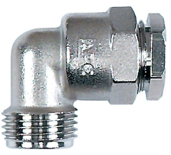 Messing knie ½” (man-vrouw) met spinner