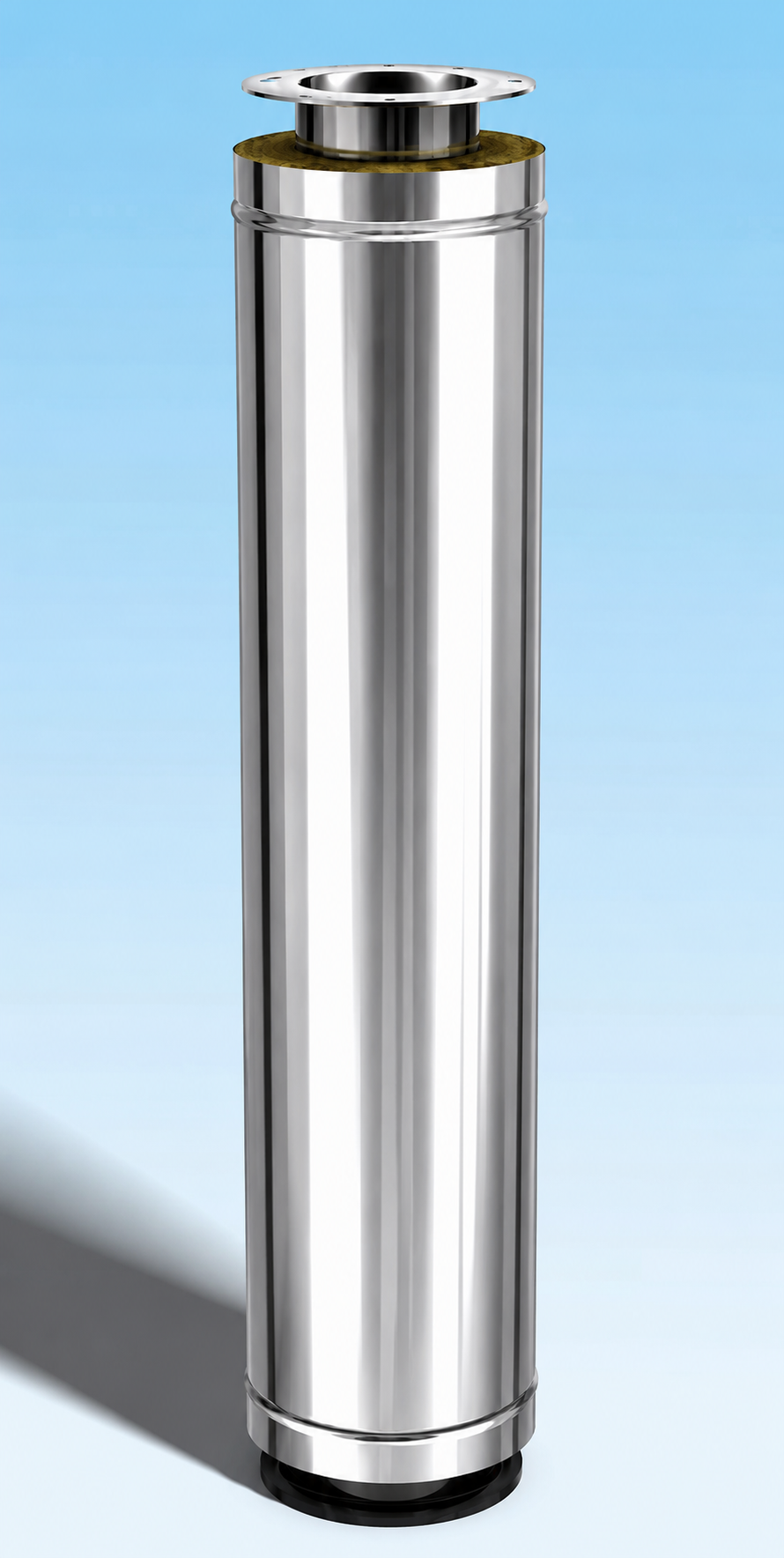 Dubbelwandig rookkanaal RVS met flensaansluiting, diameter Ø250-300, 1000mm pijp