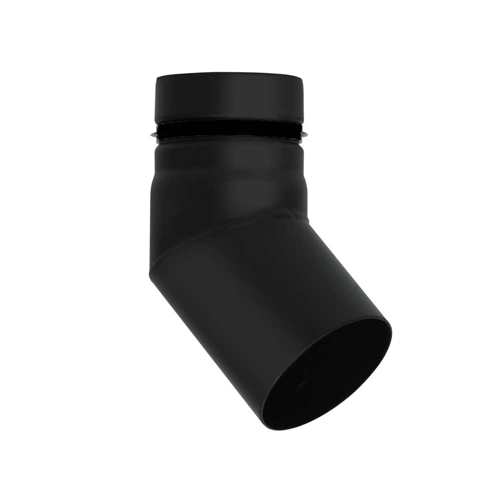 Enkelwandig Rookkanaal Zwart Staal 45° – Ø80 mm